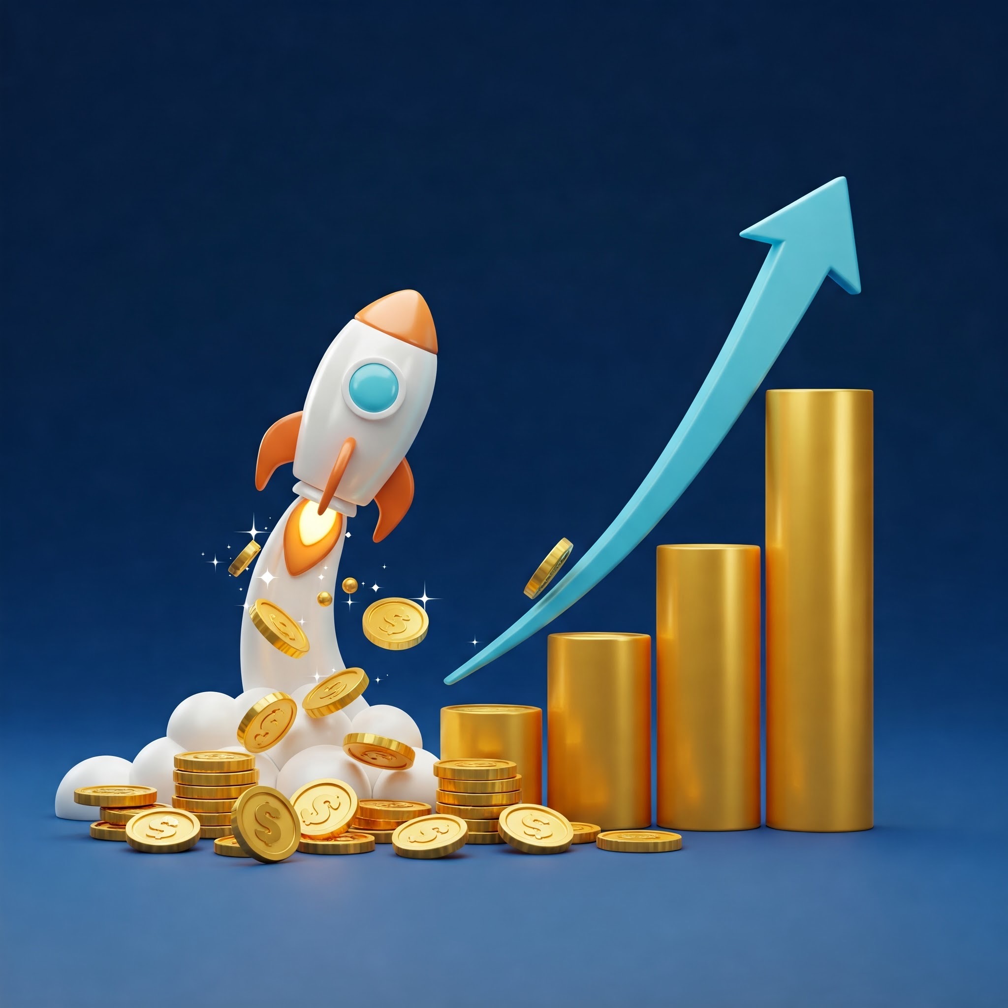 photo of Rocket Launch with Rising Financial Graph